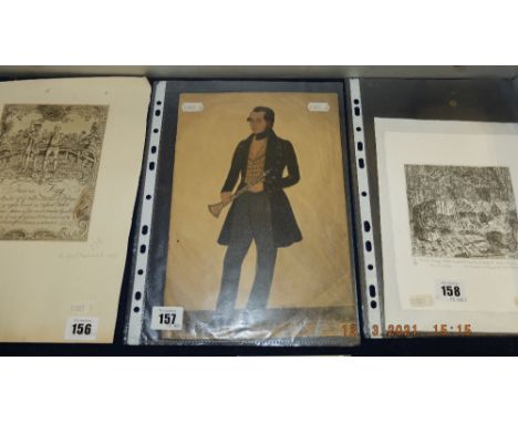 An unframed watercolour man with Clarinet