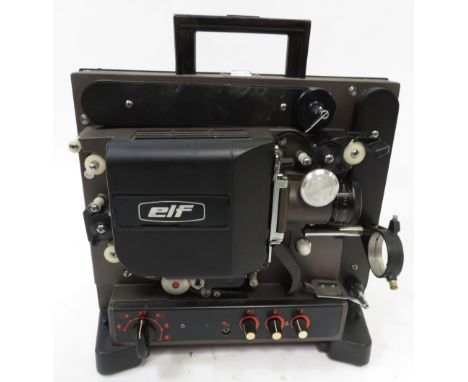 An Eiki Elf NT1 16mm film projector, an LPL splicer and other related accessories; together with a collection of vintage film