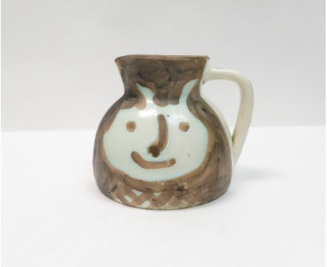 Pablo Picasso for Madoura Plein Feu, A black and white earthenware “Heads” pitcher, 13cm high