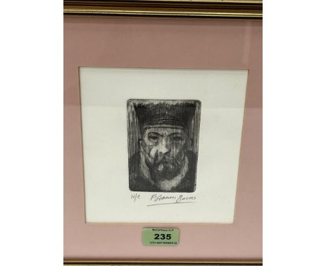 MANNER OF FRANCIS BACON Sketch of an old man. Bears a signature. Lithograph. Image 4' x 2¾'