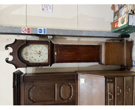 A George III mahogany longcase clock with 8 day movement, the painted break-arch dial signed Edward Williams Caerphilly. 87' 