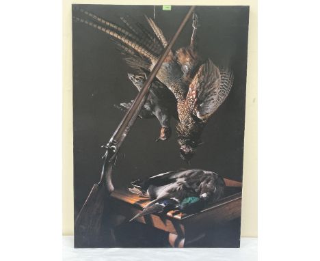 CHRISTIAN SCHWETZ. BRITISH 1967-2022 Dead game with shotgun. Photographic print on canvas paper. 46½' x 33'. Prov: The artist