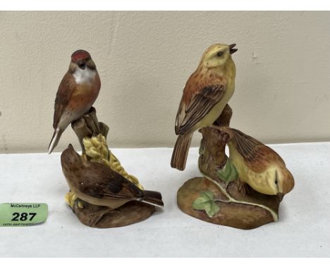 Royal Worcester. Yellow Hammers and Linnets. 4½'; 5' high (2)