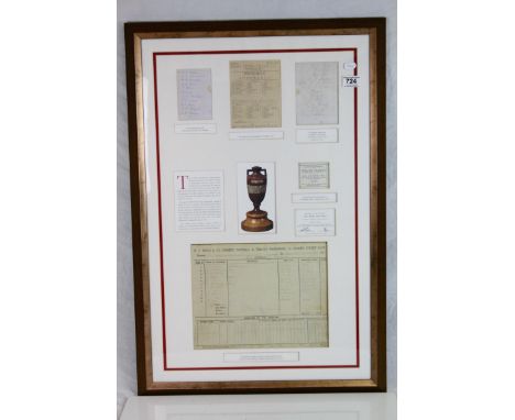 Cricket - Framed and glazed commemorative montage for the first ever Ashes match in 1882