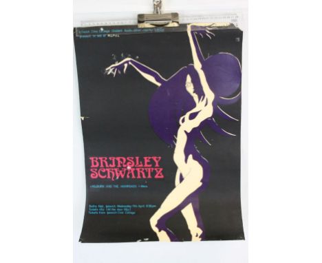 Music Memorabilia - Ipswich Civic College Student Association gig poster from April 1973 with Brinsley Schwarz supported by K