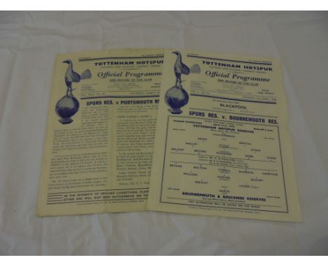 Football programmes - Tottenham Hotspur FC, a collection of 7 home reserve issues 1950s / 1960s, together with away v Crystal