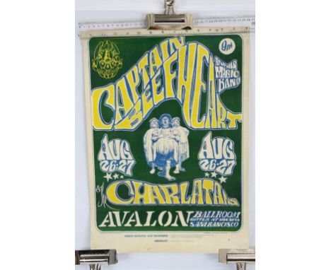 Music Memorabilia - Captain Beefheart at The Avalon Ballroom San Francisco poster on 26th August 1966, The Bindweed Press San