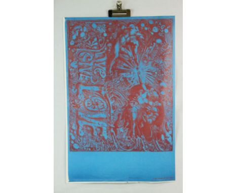 Music Memorabilia - Martin Sharp - Live Give Love (1968 Big O Poster) offset litho in rare blue/red variant.  Small one inch 