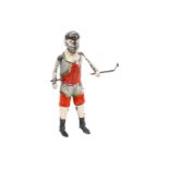 Günthermann Blechfigur, Reckturner, uralt, HL, Uhrwerk intakt, LS, L 18, Alterungsspuren, sonst Z 2
