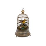 Vogelkäfig, mit beweglichem Vogel und Stimme, uralt, HL, Uhrwerk def., H 25, Z 3