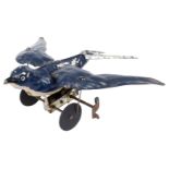 Blechfigur, flatternde Schwalbe, uralt, HL, Uhrwerk intakt, LS, L 15, Z 2-3
