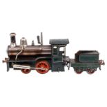 Bing 1-A Dampflok, mit Tender, Spur 0, uralt, HL, mit Brenner, Pfeife und oszill. Zylindern, tw LS/