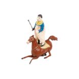 Blechfigur, Clown auf Pferd, uralt, HL, kleine Ausbesserungen, Uhrwerk intakt, aber schwach, H 19, Z