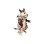 Blechfigur, laufende Katze, uralt, HL, tw größere LS, Uhrwerk intakt, H 16, Z 3