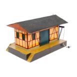 Märklin Güterschuppen 2106, HL, mit 2 ST und Kran (Kette fehlt), 1 Zierspitze am Dach lose (eine