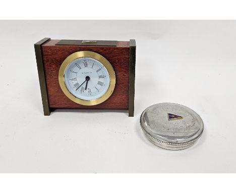 Tiffany &amp; Co polished pewter cylindrical box and cover&nbsp;applied with the enamel New York Yacht Club flag, stamped to 