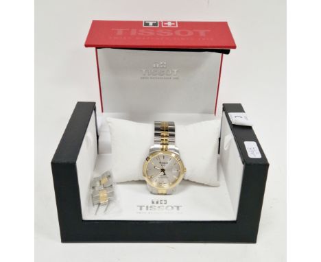 Tissot PR100 automatic wristwatch, the polished silvered dial with raised baton hour markers, date aperture at the quarter-ho