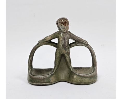 French Art Nouveau stoneware pottery figural stand by Charles Grever (1853-1935), incised signature C. Grever to base, modell