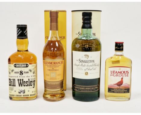 The Singleton of Glen Ord 12yo single malt scotch whisky, 700ml, 40% vol,&nbsp;a single bottle of Bill Wesley 8yo bourbon whi