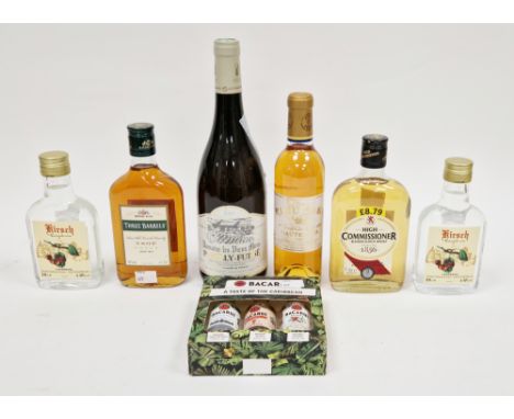 Three Barrels VSOP brandy, 35cl, 38% vol,&nbsp;a High Commissioner blended scotch whisky, 40% vol, 35cl, two bottles of Kirsc