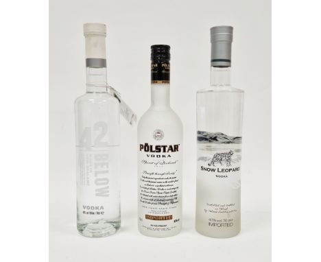 Bottle of 42 Below vodka, made in New Zealand, 700ml, 40% vol, Polstar vodka, the spirit of Iceland, imported, 70cl, 45% vol 