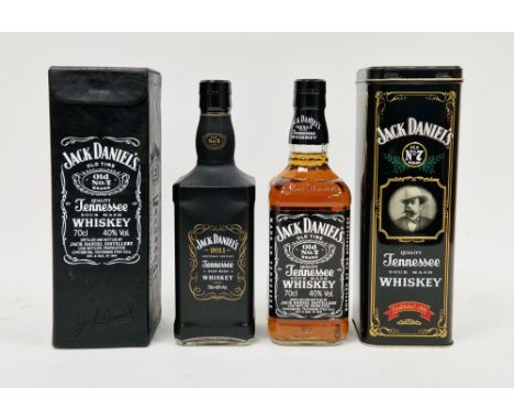 Jack Daniels 2011 birthday edition Tennessee sour mash whiskey, old No.7 brand, 40% vol, 70cl and another bottle of Jack Dani