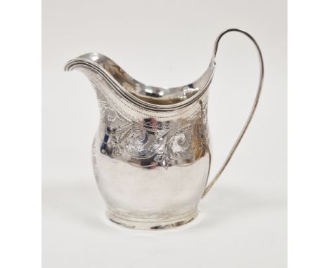George III silver cream jug, London 1800, Peter, Ann &amp; William Bateman, of helmet form, with reeded loop handle, the uppe
