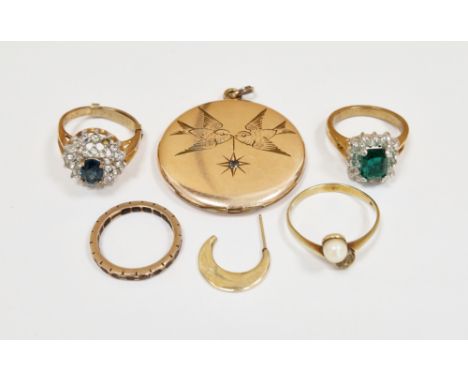 Mixed lot of jewellery including a yellow metal ring stamped 585 set with a pearl (another pearl missing), size Q, approximat