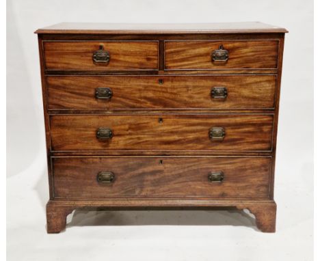 George III mahogany chest, the rectangular top with ogee moulded edge, over two short and three long graduated cockbead drawe