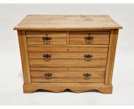 Edwardian satin walnut chest of drawers, the rectangular top with thumb-mould edge, over two short and two long drawers with 