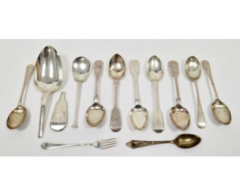 Two Victorian silver provincial teaspoons, Newcastle one dated 1870, Thomas Sewell,&nbsp;eight 19th and early 20th century si