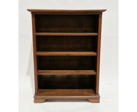 Oak dwarf library bookcase with three shelves, on short bracket feet, 109cm high x 83cm wide x 32cm deep&nbsp;Condition Repor