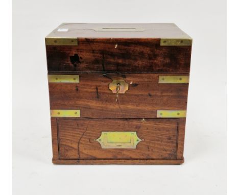 Victorian mahogany brass bound medicine box&nbsp;of rectangular form, opening to show a fitted interior of various glass bott