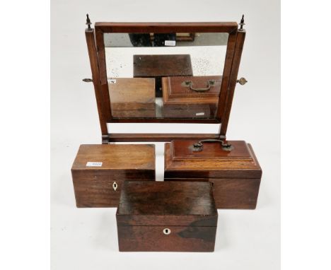 19th century mahogany tea caddy&nbsp;having two lidded compartment, bone escutcheon,&nbsp;a 19th century rosewood tea caddy&n