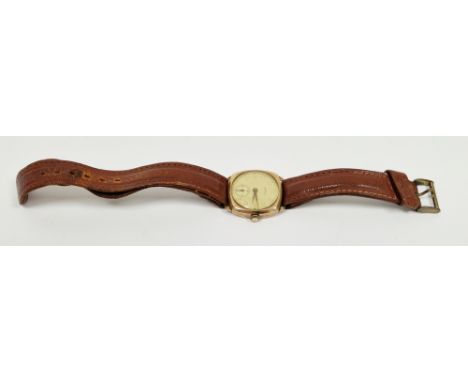 9ct gold cased Rotary wristwatch, the circular dial with arabic numeral hour markers, seconds subsidiary dial at the half hou