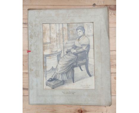 George Howard, 9th Earl of Carlisle.&nbsp;&nbsp;Portrait of M. S. October 1881, pencil signed and initialled 'M.S. Oct 1881 C