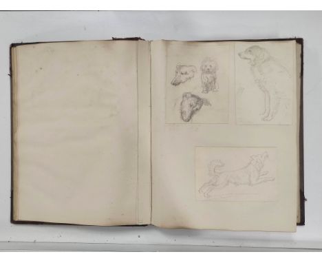Scrap &amp; Sketch Book&nbsp;belonging to George Howard, 9th Earl, containing sketches of hands and feet, family members, dog