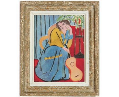HENRI MATISSE. WOMAN WITH GUITAR. Off set lithograph27.5 x 21 cmFrench vintage frame.