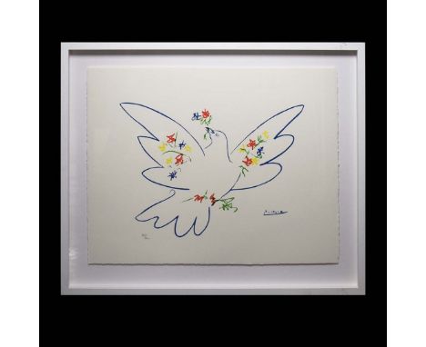 PABLO PICASSO. DOVE OF PEACE. (d) lithograph on arches paper, numbered 422/1000 in pencil, 64cm x 79cm, framed. (Subject to A