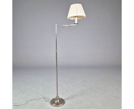 FLOOR READING LAMP. adjustable, polished metal, round plug 162cm t.