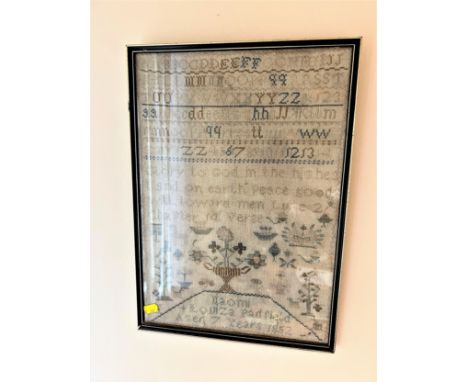 Sampler, by Naomi Louiza Padfield aged 7 years and dated 1852 