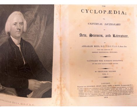 45 Volumes of Rees's Cyclopaedia. 1819. Leather bound. Some foxing and stains. Leather faded in parts. Including six volumes 