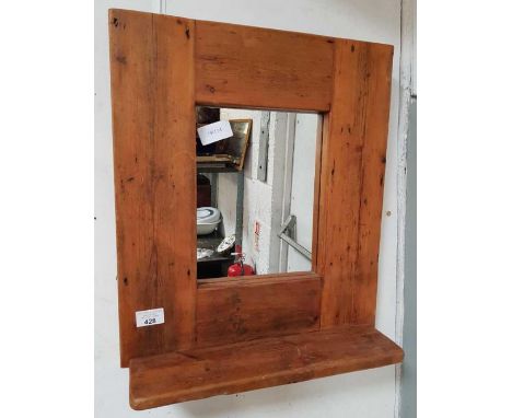 Rustic pine framed wall hanging mirror