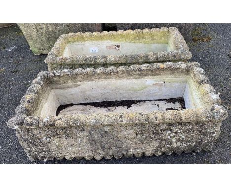 Pair of reconstituted stone trough planters