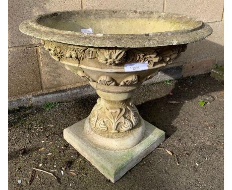 Reconstituted stone urn planter