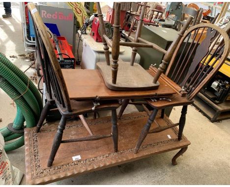 Low decorative coffee table, 3 chairs plus one other item