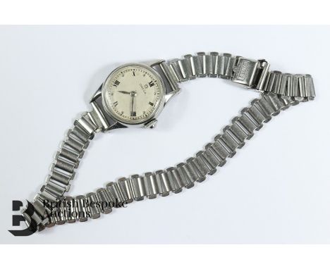 Lady's vintage stainless steel Omega wrist watch having a silvered face with Roman dial 16mm, movement nr 11467530, case nr 2