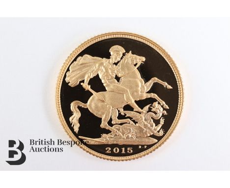 2015 gold proof coin, fifth portrait, first edition, in the original box with certificate. (vgc)