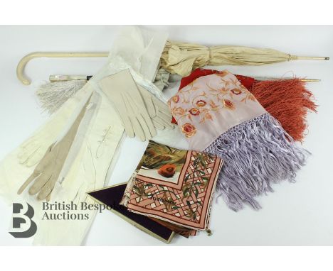 Lady's vintage ephemera, including a vintage Jacqmar scarf in the original box, after a design by Pietro Pietro Annigori Fire