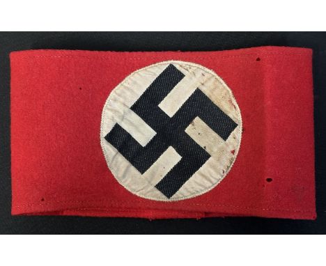 WW2 Third Reich NSDAP Kampfbinde Armband. Woolen with a machine woven Swastika roundal. Complete with early pattern RZM label